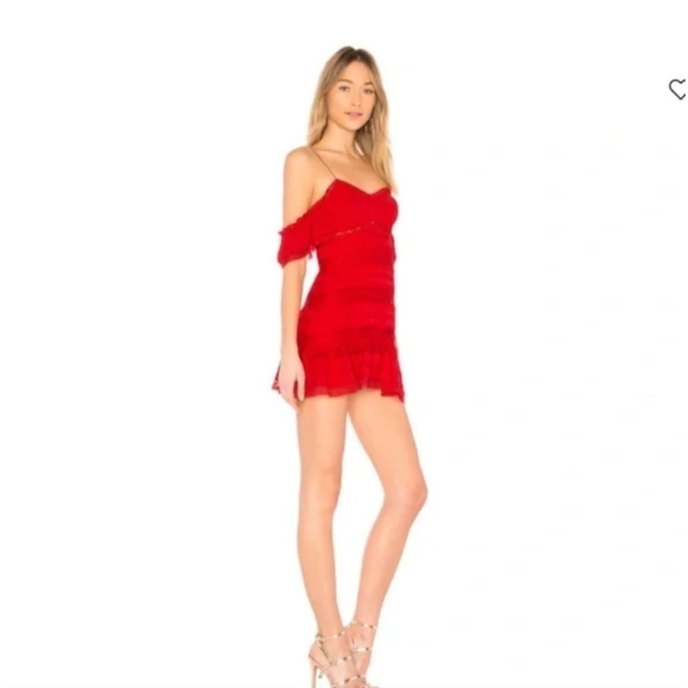 X by NBD Revolve red lace mini dress